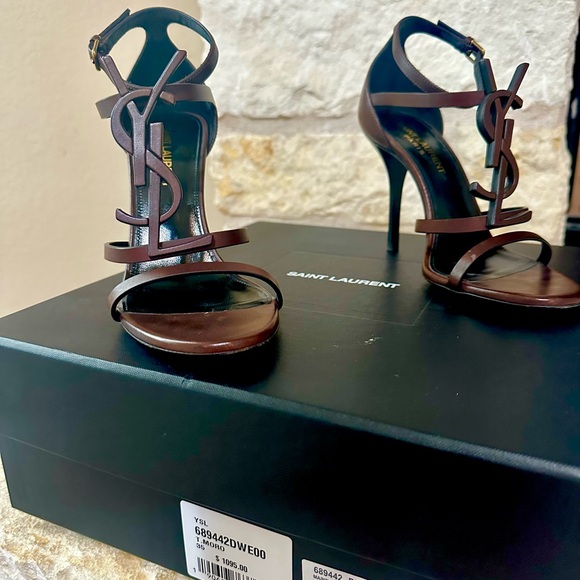 Saint Laurent Brown Leather Stiletto Heels